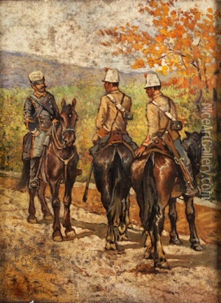 Soldaten Zu Pferde Oil Painting - Giovanni Fattori