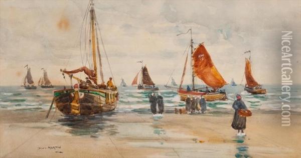 Along The Dutch Coast Oil Painting - David Martin