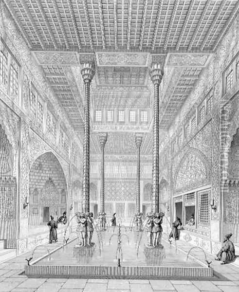 Interior of the Tchar-Bach Palace, Isfahan Oil Painting - Pascal Xavier Coste