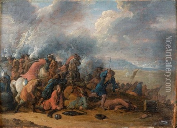 Choc De Cavalerie Oil Painting - Jan-Baptiste van der Meiren