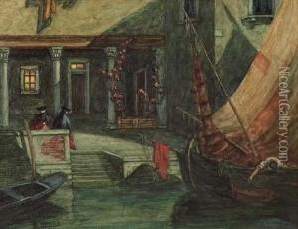Luci Ed Ombre Sui Canali Di Venezia Oil Painting - Rodolfo Paoletti