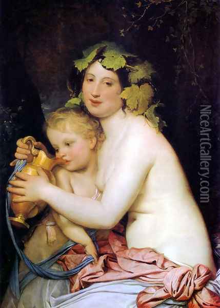 Bacchant Giving Cupid a Drink Oil Painting - Fyodor Bruni