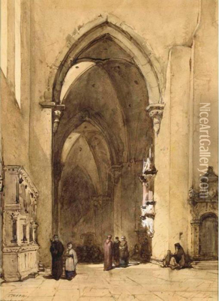 Church Interior Trier Oil Painting - Johannes Bosboom