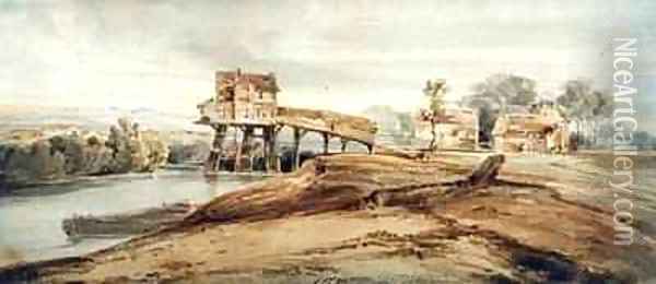 The Watermill above the Bridge at Charenton Oil Painting - Francois Louis Thomas Francia