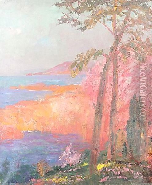 Les Falaise De Corse Oil Painting - Pierre Amede Marcel-Beronneau