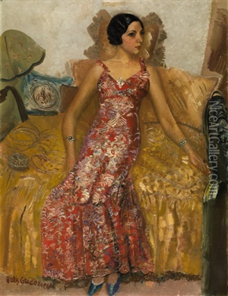 Portrait Of Selma Alexander Oil Painting - Boris Dmitrievich Grigoriev
