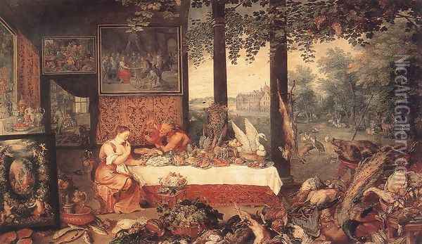 The Sense of Taste 1618 Oil Painting - Jan The Elder Brueghel