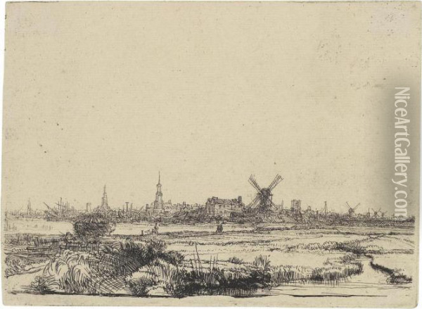 A View Of Amsterdam From The North West Oil Painting - Rembrandt Van Rijn