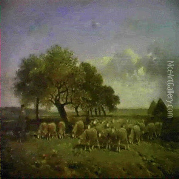 Le Berger Et Son Troupeau Oil Painting - Felix Saturnin Brissot de Warville