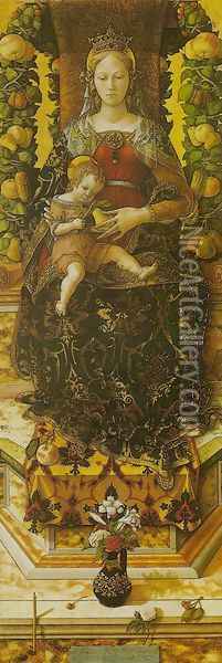 Madonna of the Taper (Madonna della candeletta) Oil Painting - Carlo Crivelli