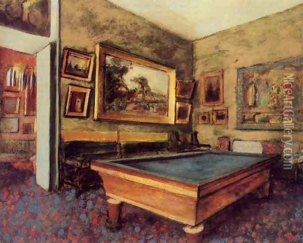 The Billiard Room at Menil-Hubert Oil Painting - Edgar Degas