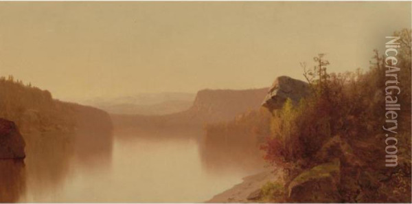 Autumn Lake Scene Oil Painting - Jervis McEntee