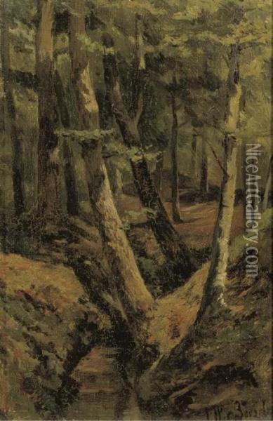 The Forest Stream Oil Painting - Jan Willem Van Borselen