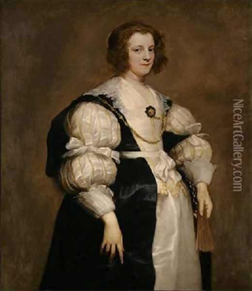 Lady with a Fan Oil Painting - Sir Anthony Van Dyck