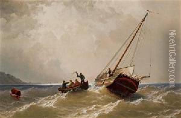 Tow Boat And Sloop Oil Painting - William Bradford