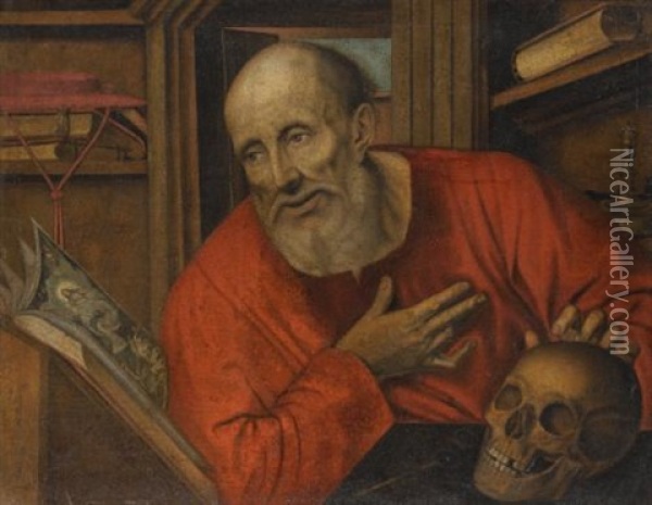 St. Jerome In His Study Oil Painting - Jan Massys