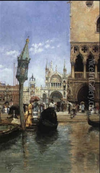 The Piazza San Marco, Venice Oil Painting - Jose Gallegos Y Arnosa