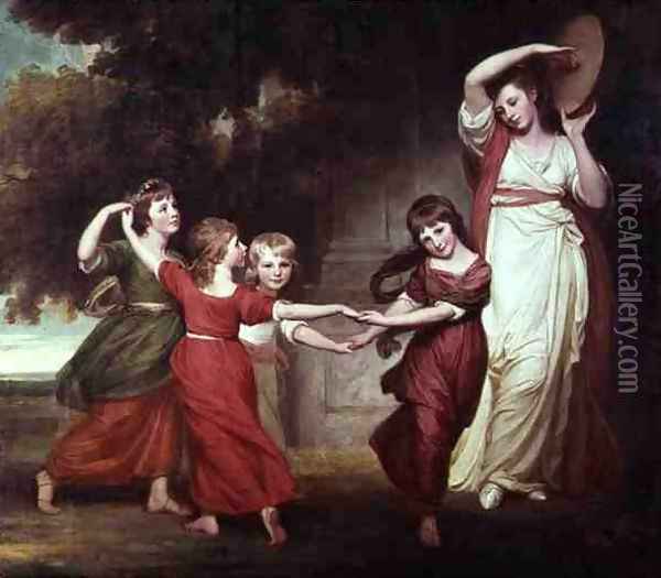 The Gower Family Oil Painting - George Romney
