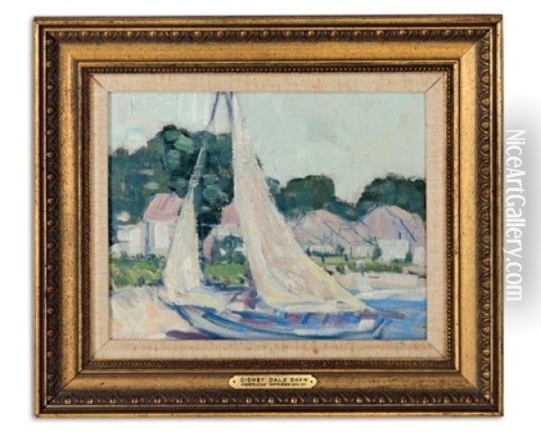Sailboat And Houses Oil Painting - Sydney Dale Shaw