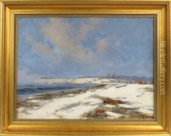Marblehead Shoreline In Winter Oil Painting - William Johnson Bixbee