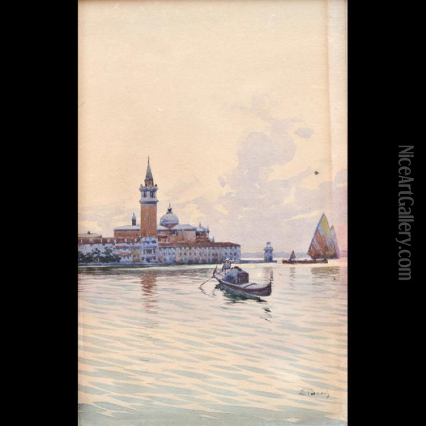 La Laguna Di Venezia Verso San Giorgio Oil Painting - Emilio Boni