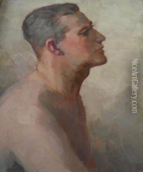 Male Portrait Oil Painting - Frank Alfred Bicknell