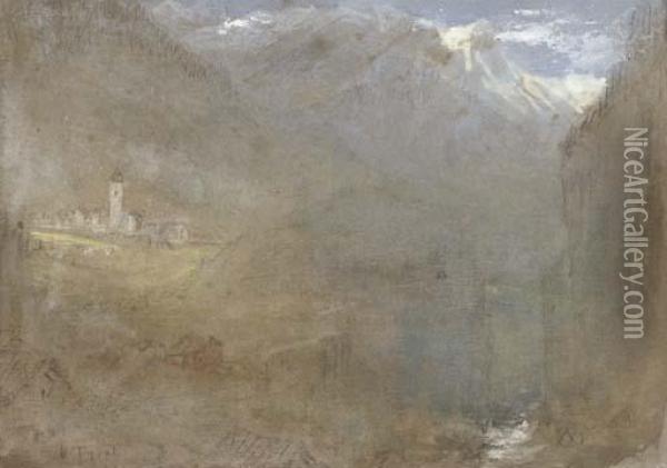 The Tyrol Oil Painting - Albert Goodwin