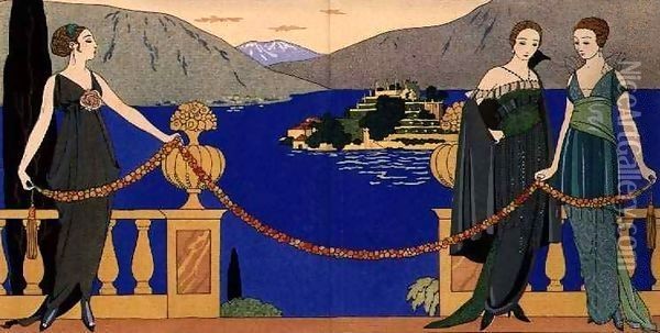 Isola Bella, evening dresses designed by Redfern Oil Painting - Georges Barbier