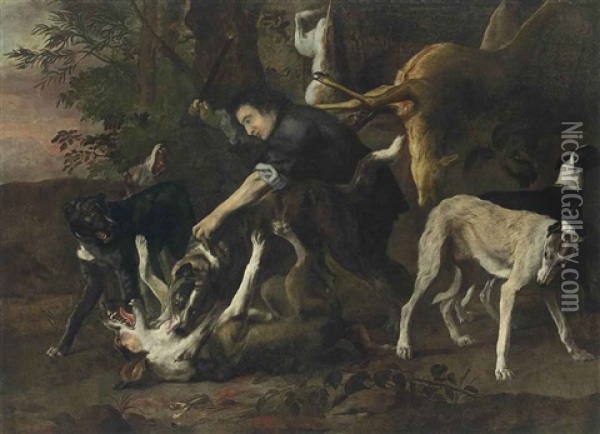 After The Hunt Oil Painting - Pieter Boel