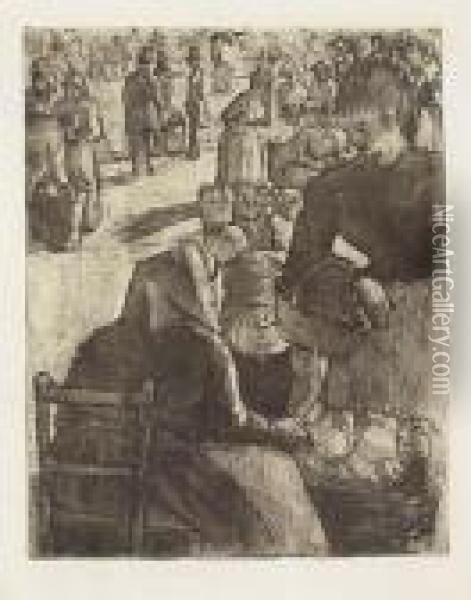 Marche Aux Legumes, A Pontoise Oil Painting - Camille Pissarro