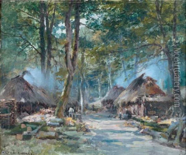Village De Bucherons Oil Painting - Gabriel Edouard Thurner