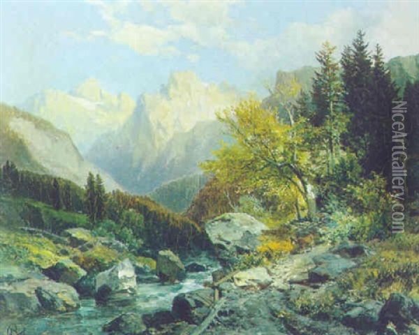Gebirgszug Oil Painting - Bernhard Muehlig