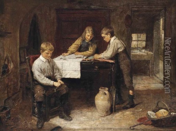 The Young Tailors Oil Painting - Harry Brooker