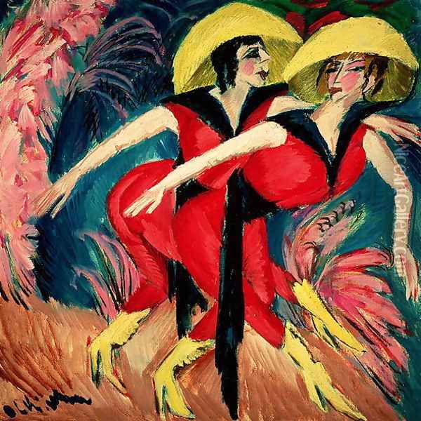 Dancers in Red Oil Painting - Ernst Ludwig Kirchner