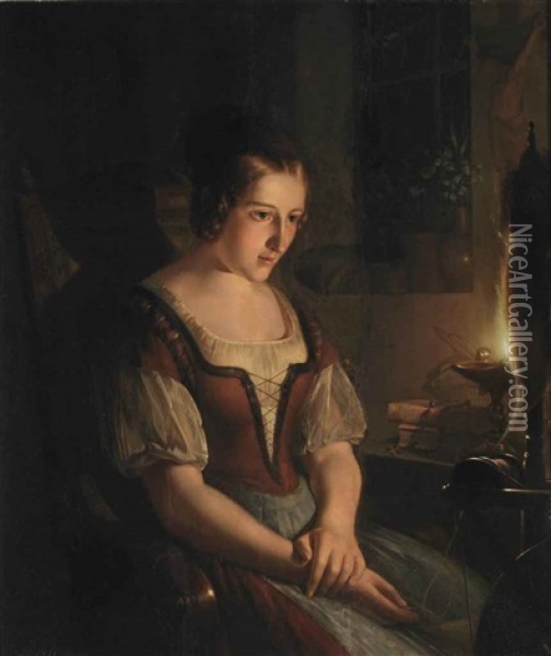 A Moment Of Contemplation Oil Painting - Petrus Kiers