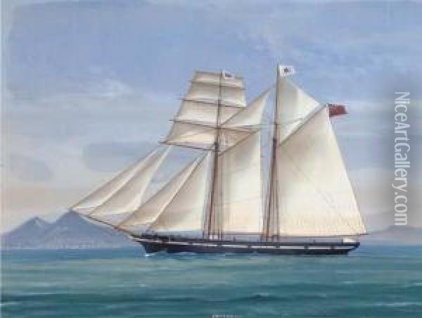 The English Topsail Schooner Oil Painting - Atributed To A. De Simone
