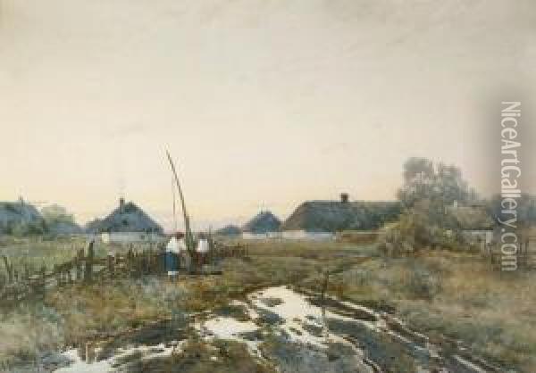 The Well By The Village Oil Painting - Constantin Kryschitskij