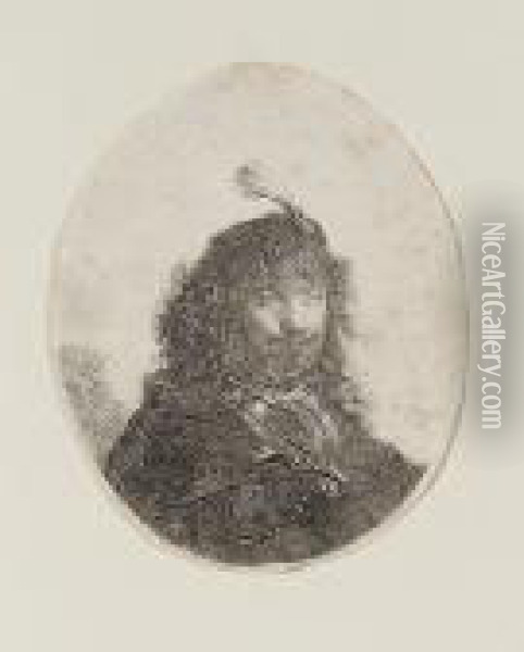 Self Portrait With Plumed Cap (bartsch 23) Oil Painting - Rembrandt Van Rijn