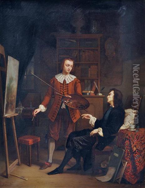''the Critic Oil Painting - Johann Grund