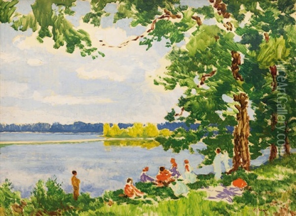 U Rybnika Oil Painting - Karel Langer