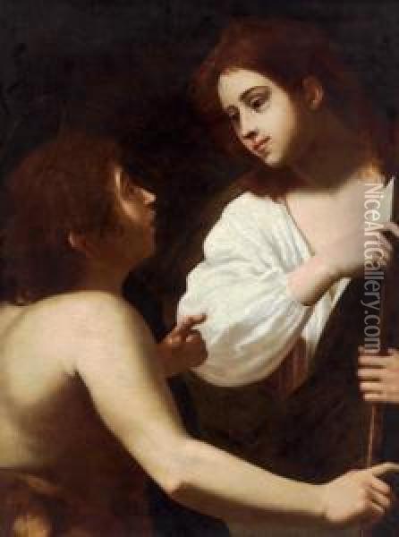 Cristo Da Giovane Con San Giovannino Oil Painting - Giovanni Battista