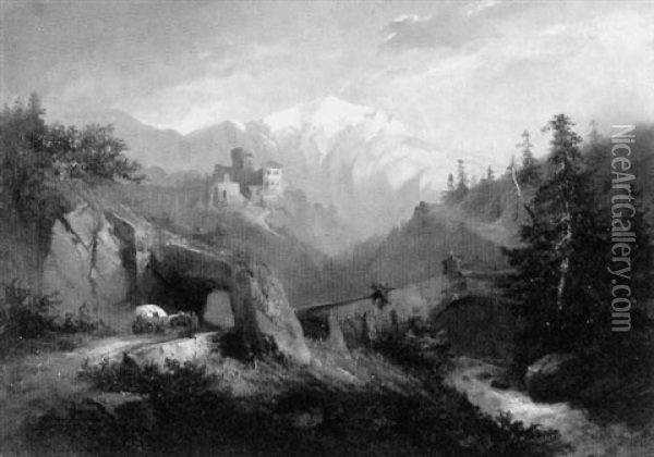 Romantische Landschaft In Tirol Oil Painting - Fritz Klingelhoefer