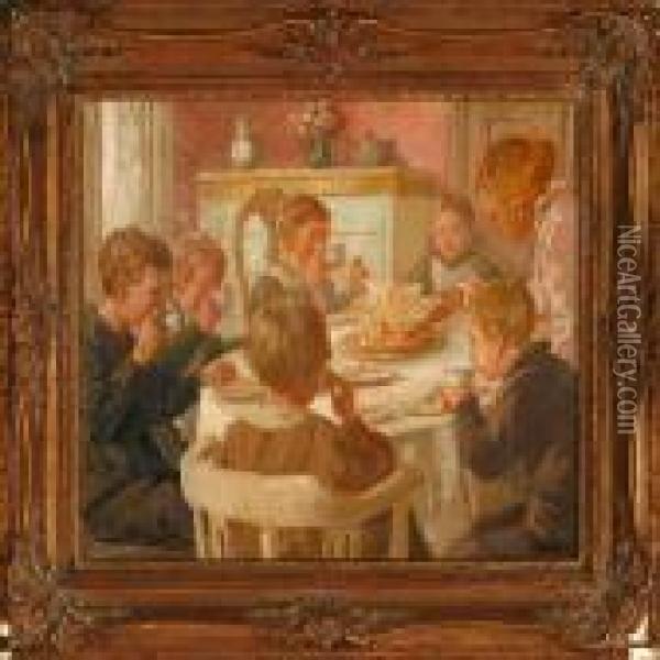 A Child's Birthday Party Oil Painting - Luplau Janssen