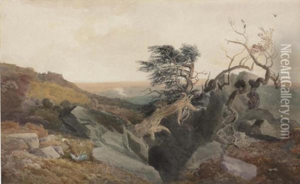 Distant View Of Bolsover Castle, Derbyshire Oil Painting - Peter de Wint