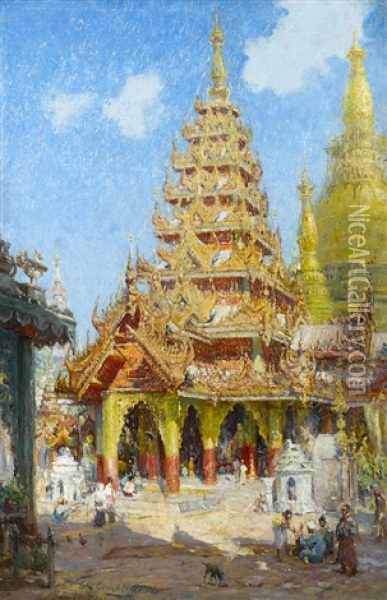 Shwe Dagon Pagoda, Burma Oil Painting - Colin Campbell Cooper
