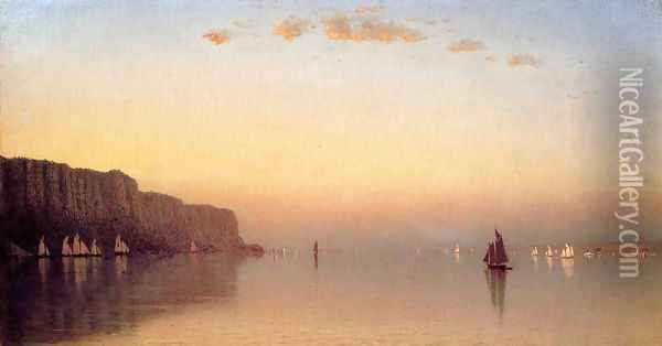 Sunset over the Palisades on the Hudson Oil Painting - Sanford Robinson Gifford