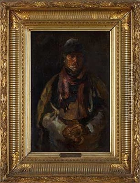 Portrait Eines Jagdhelfers Oil Painting - Anton Burger