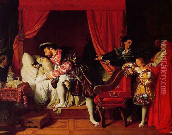 The death of Leonardo da Vinci Oil Painting - Jean Auguste Dominique Ingres