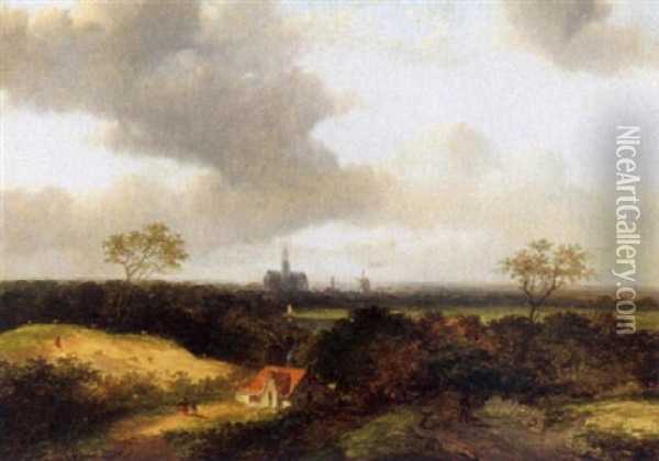 A View Of Haarlem Oil Painting - Jan Evert Morel the Younger