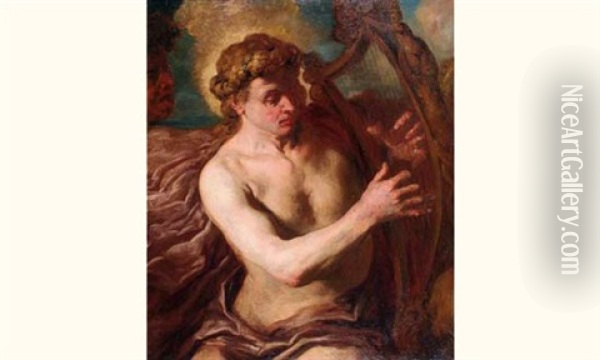 Apollon Jouant De La Harpe Oil Painting - Giovanni Battista Langetti
